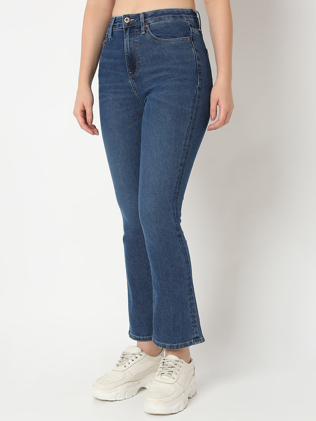 Spykar Dark Blue Boot Cut High Rise Jeans For Women