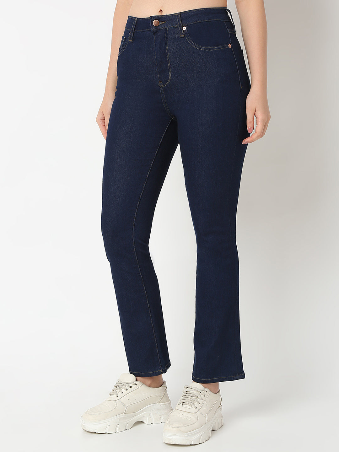 Women Elissa Jeans Boot Cut Fit Blue High Rise