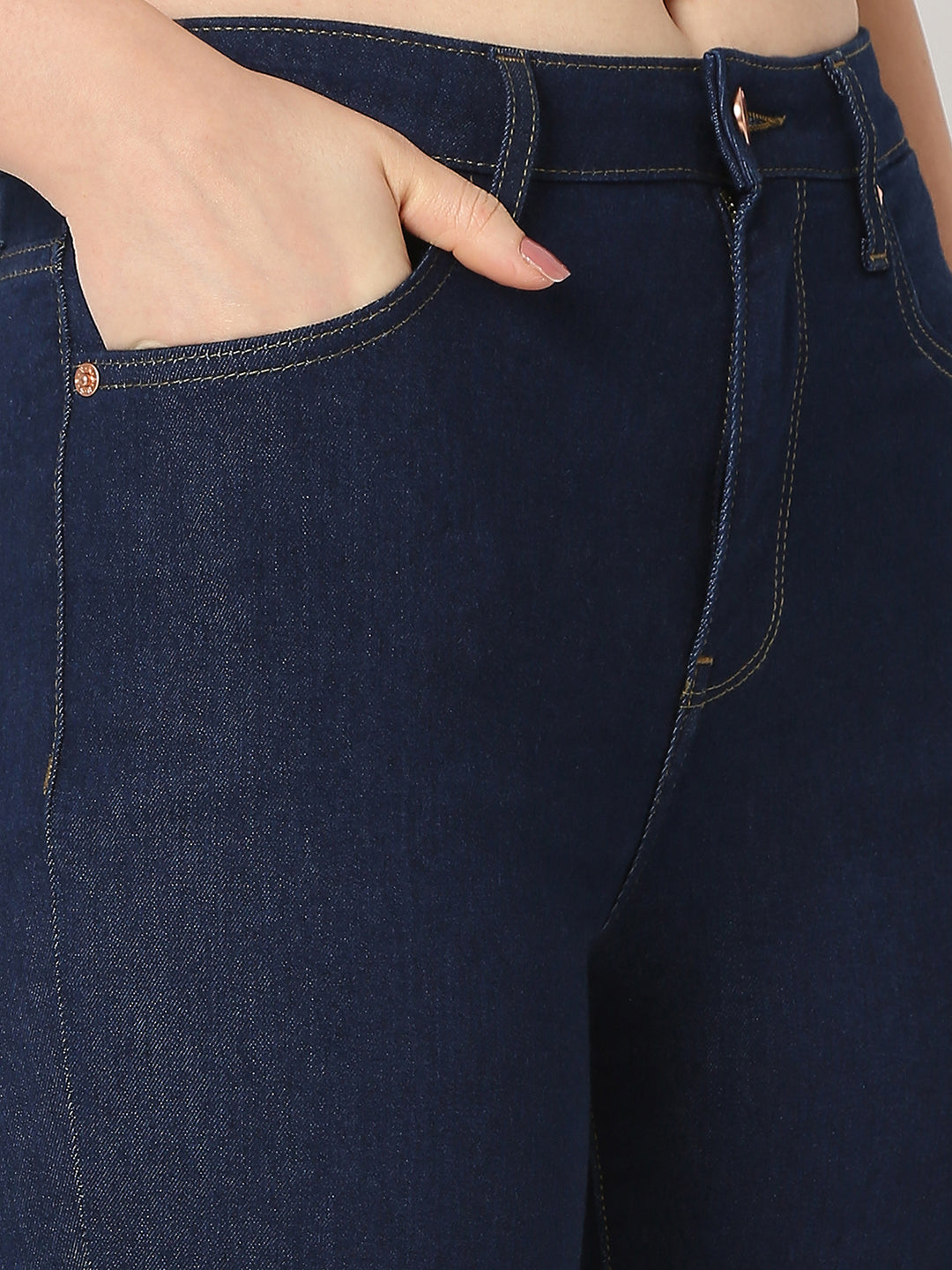 Women Elissa Jeans Boot Cut Fit Blue High Rise