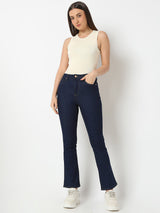 Women Elissa Jeans Boot Cut Fit Blue High Rise