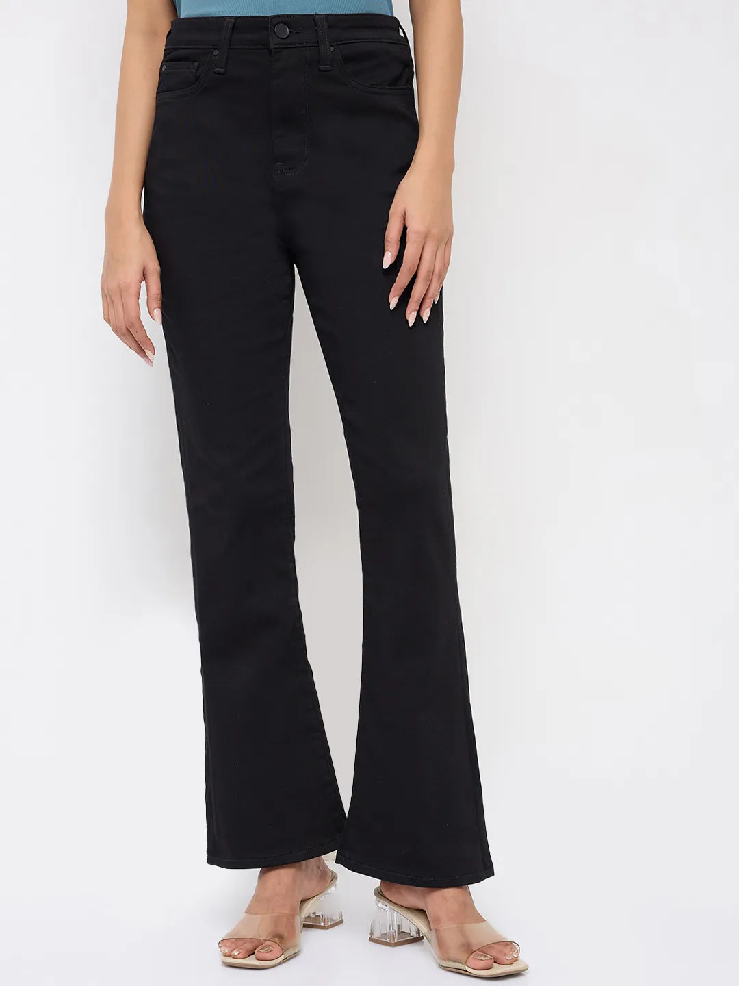 Women Elissa Jeans Boot Cut Fit Jet Black High Rise