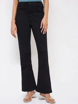 Women Elissa Jeans Boot Cut Fit Jet Black High Rise