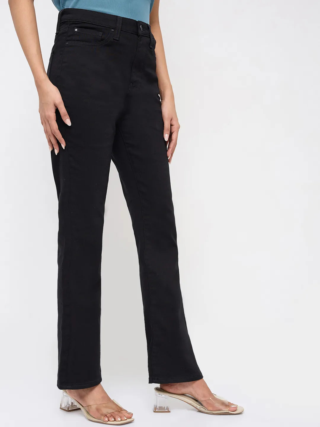 Women Elissa Jeans Boot Cut Fit Jet Black High Rise