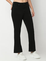 Women Jeans Boot Cut Fit Jet Black High Rise