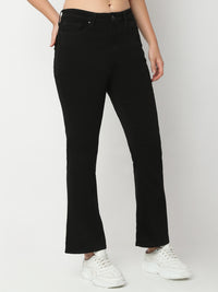 Women Jeans Boot Cut Fit Jet Black High Rise