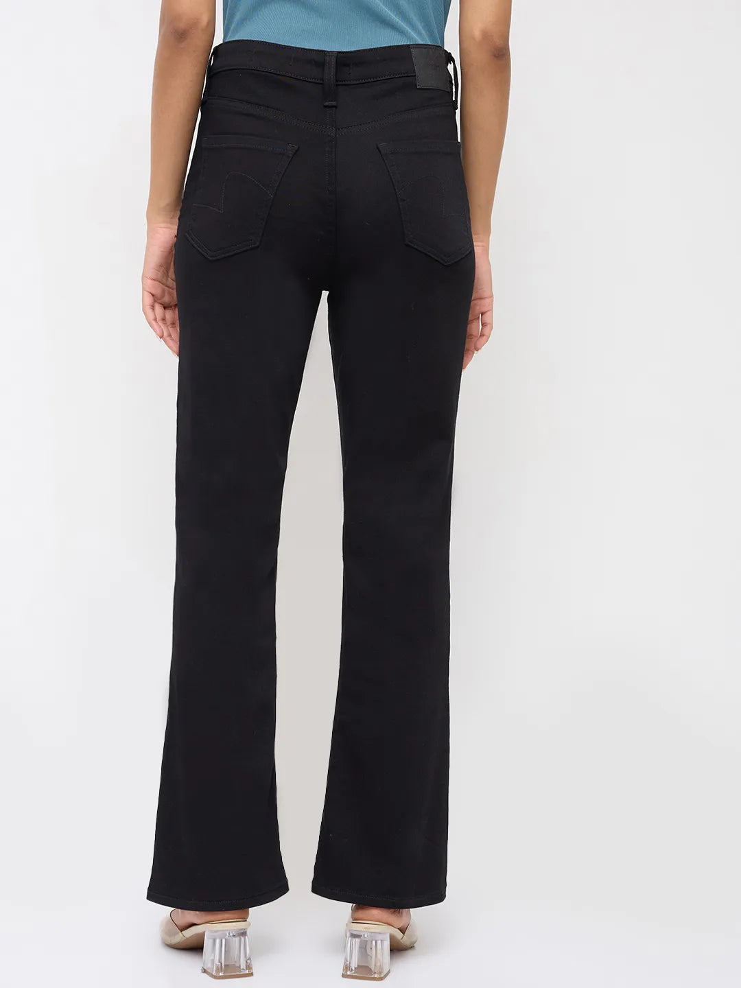 Women Elissa Jeans Boot Cut Fit Jet Black High Rise