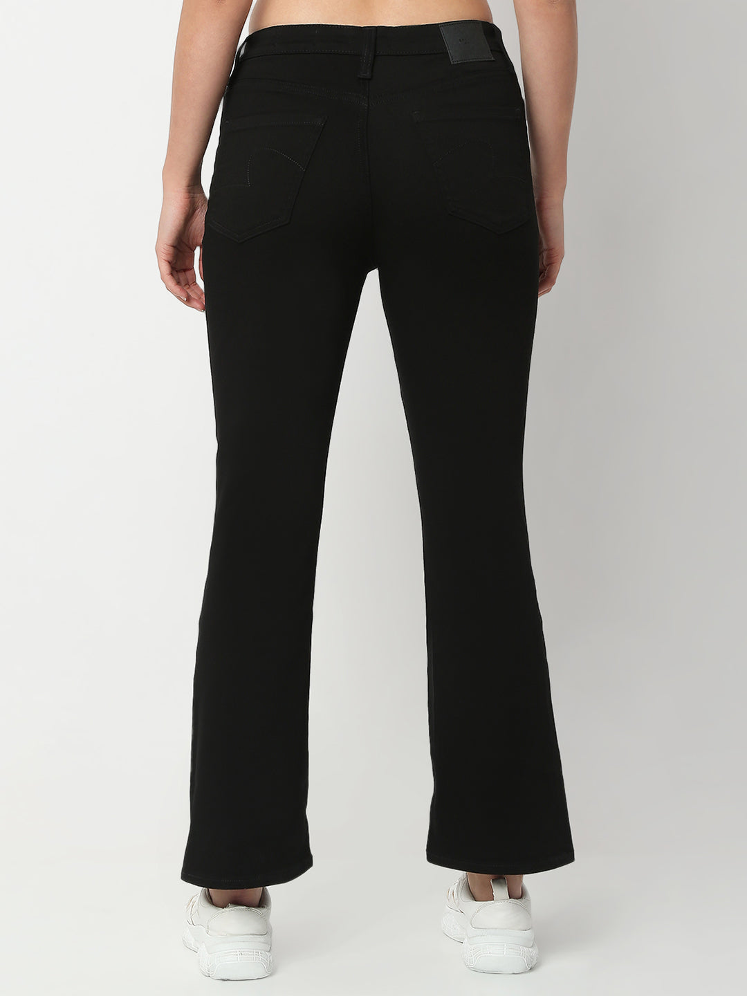 Women Jeans Boot Cut Fit Jet Black High Rise