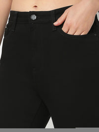 Women Jeans Boot Cut Fit Jet Black High Rise