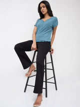 Women Elissa Jeans Boot Cut Fit Jet Black High Rise