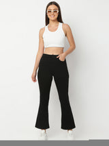 Women Jeans Boot Cut Fit Jet Black High Rise