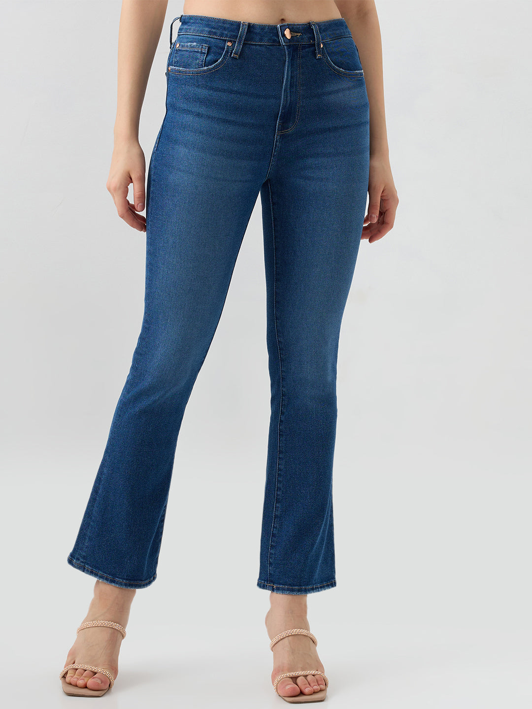 Spykar Mid Blue Boot Cut Fit High Rise Jeans For Women