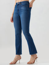 Women Elissa Jeans Boot Cut Fit Blue High Rise
