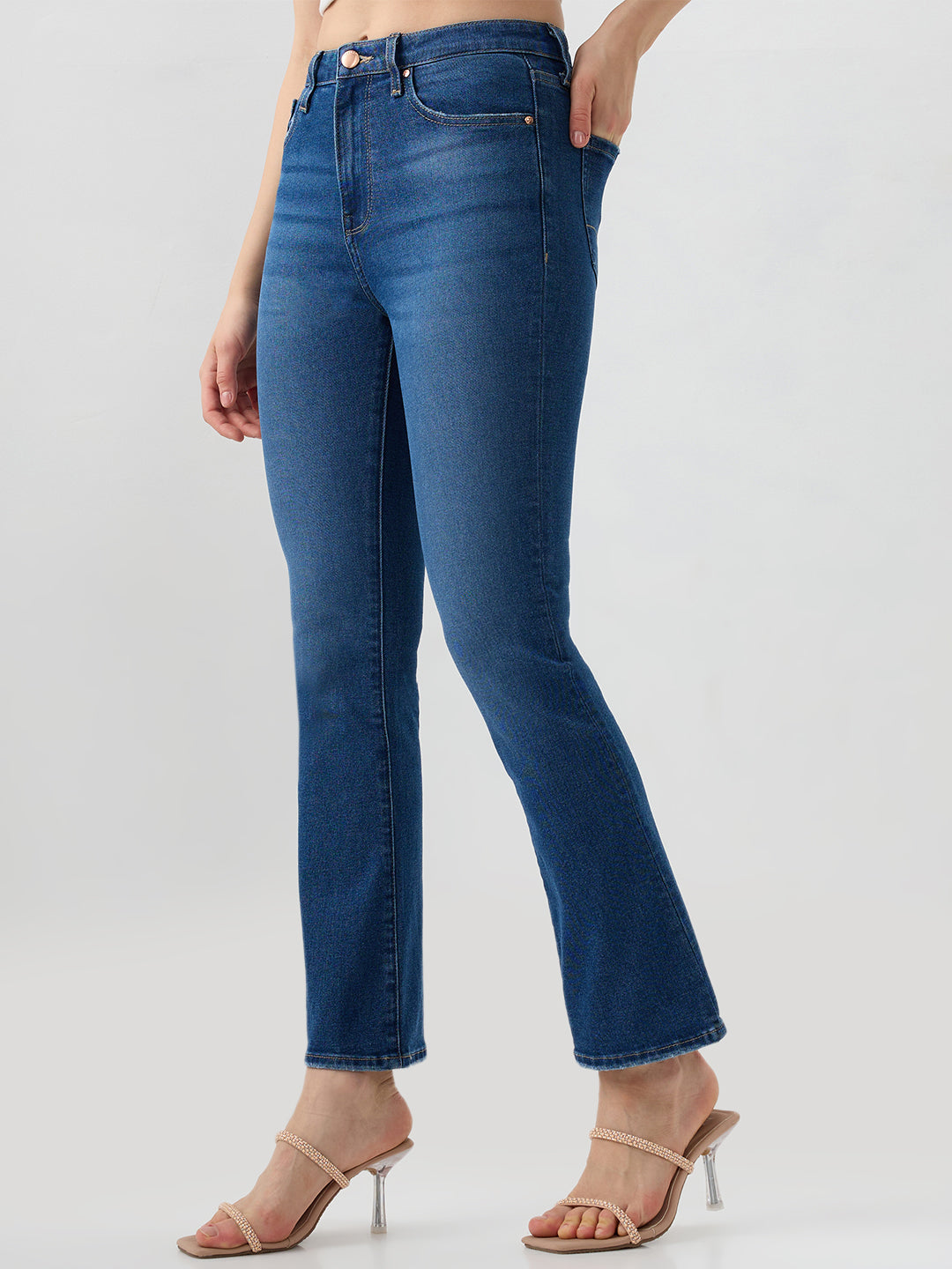 Women Elissa Jeans Boot Cut Fit Blue High Rise
