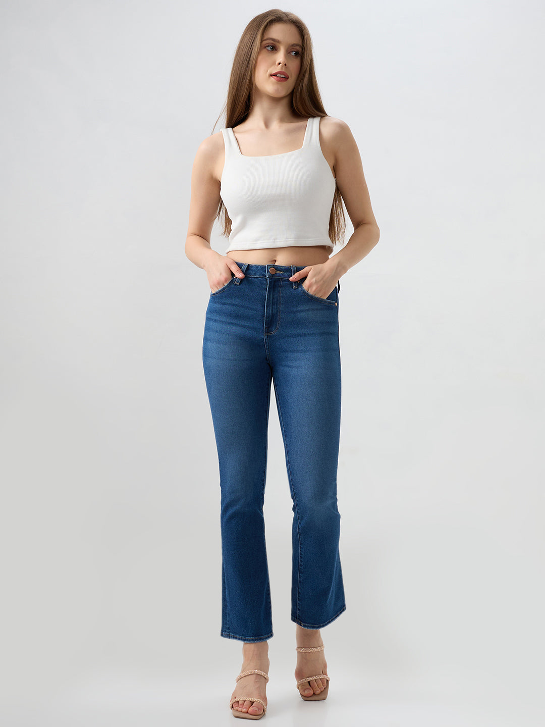 Women Elissa Jeans Boot Cut Fit Blue High Rise