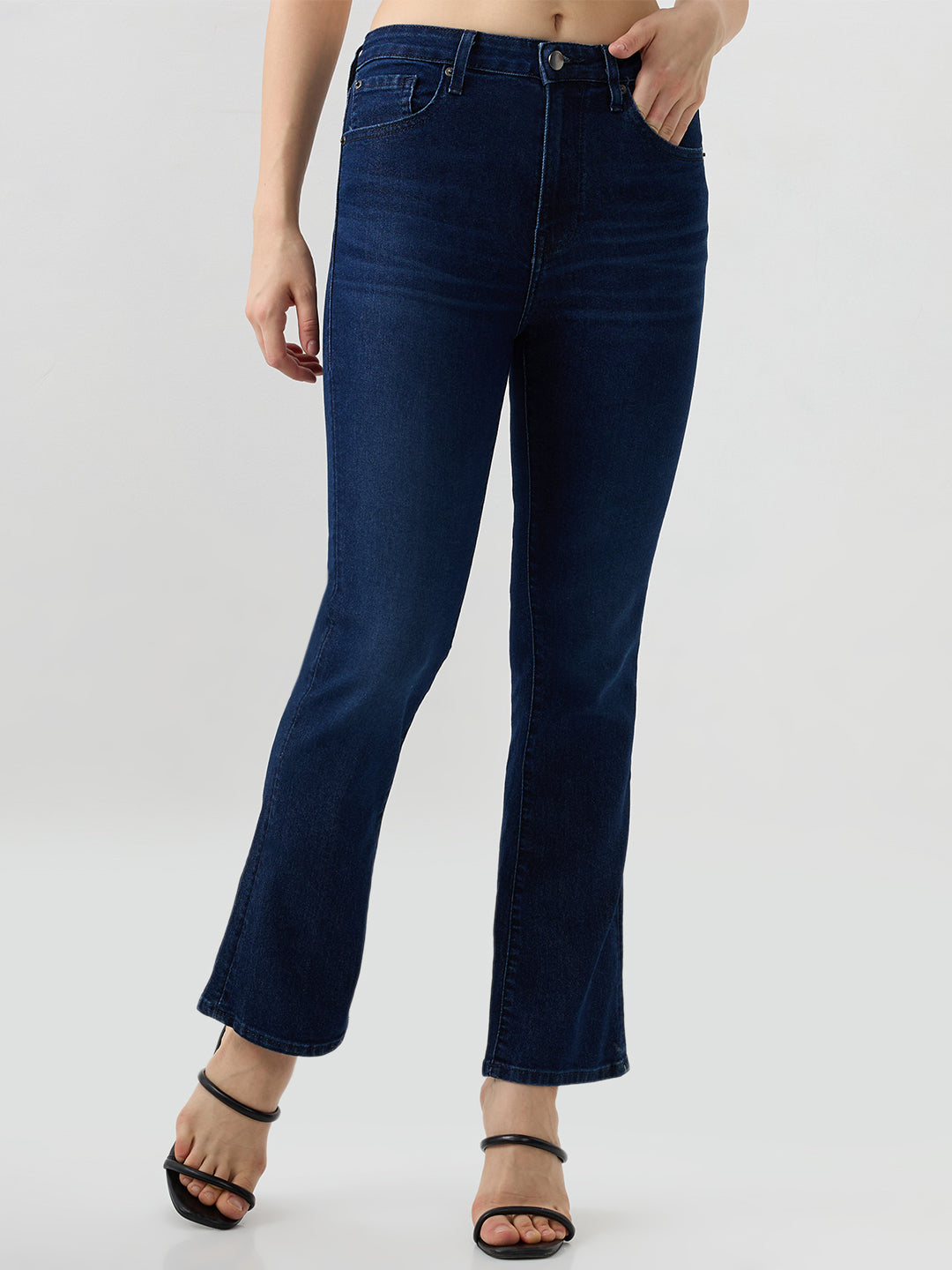 Spykar Dark Blue Boot Cut Fit High Rise Jeans For Women