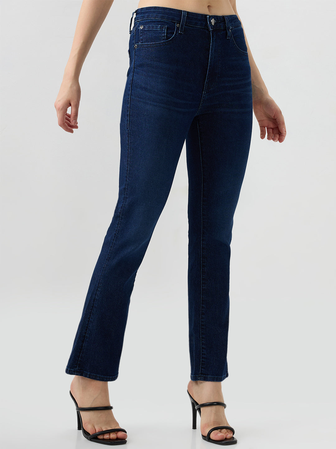Spykar Dark Blue Boot Cut Fit High Rise Jeans For Women