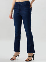 Women Elissa Jeans Boot Cut Fit Dark Blue High Rise