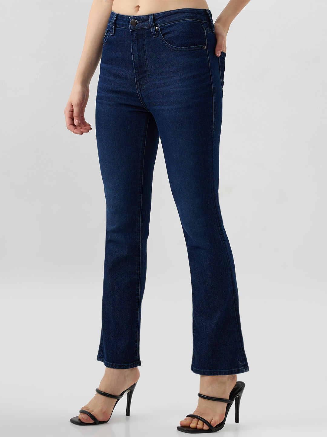 Women Elissa Jeans Boot Cut Fit Dark Blue High Rise
