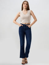 Women Elissa Jeans Boot Cut Fit Dark Blue High Rise