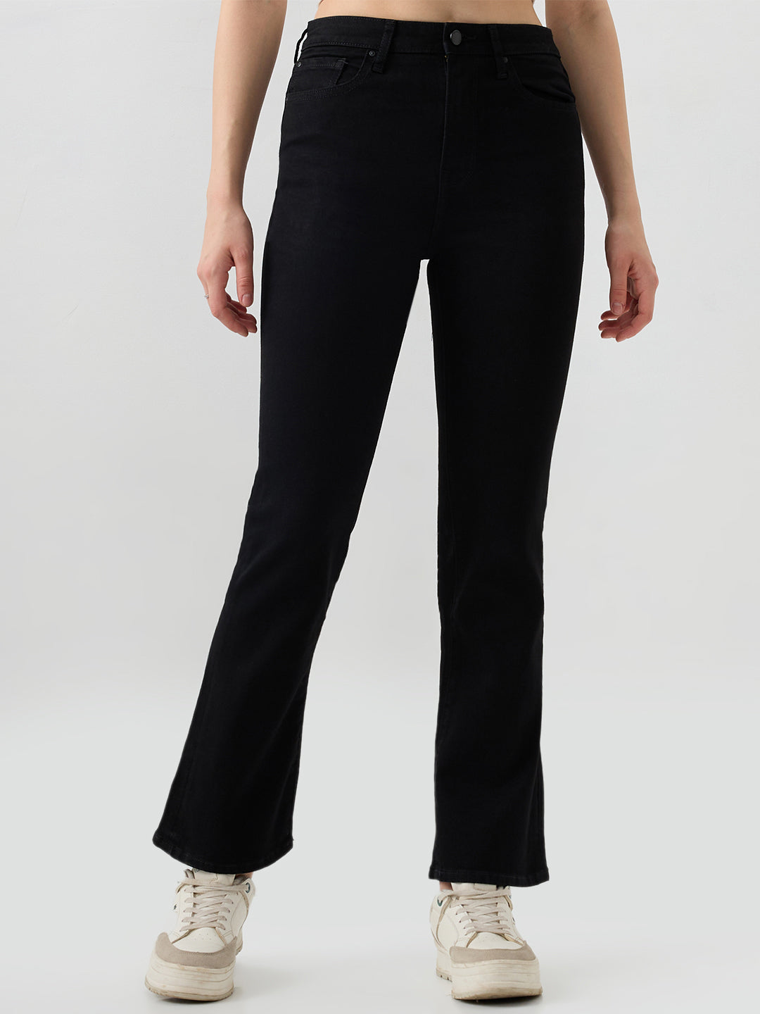 Women Elissa Jeans Boot Cut Fit Black High Rise
