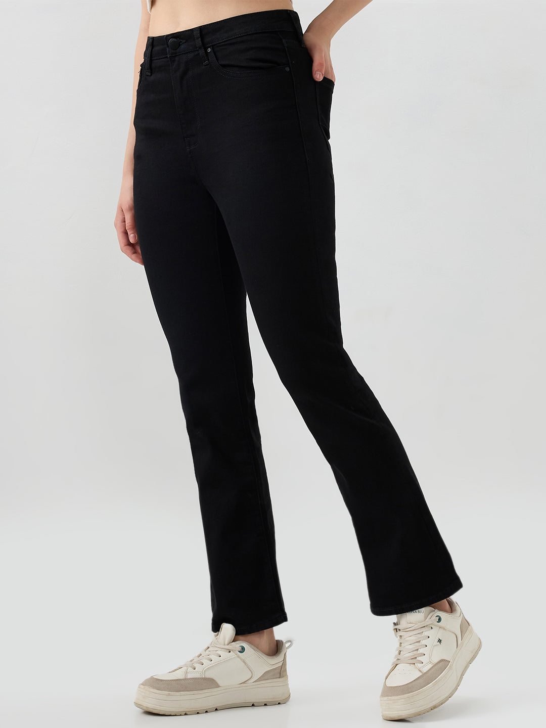 Women Elissa Jeans Boot Cut Fit Black High Rise