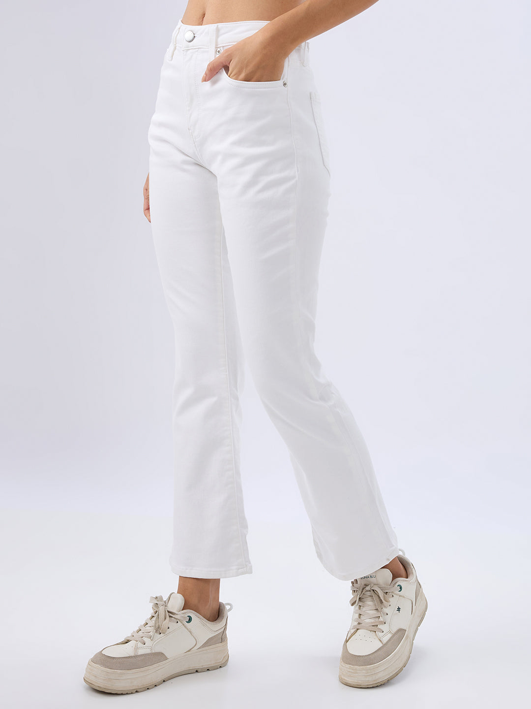 Spykar White Boot Cut Fit High Rise Jeans For Women