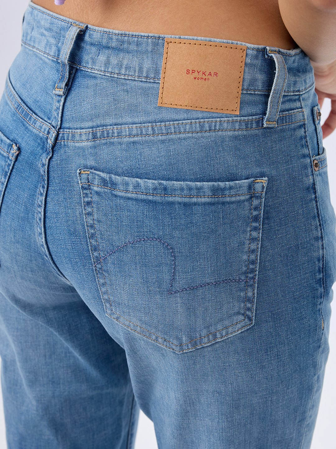 Spykar Tinted Blue Boot Cut Fit High Rise Jeans For Women