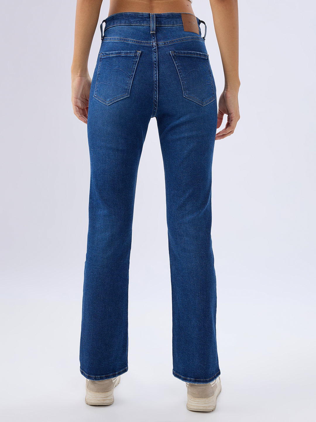 Spykar Mid Blue Boot Cut Fit High Rise Jeans For Women