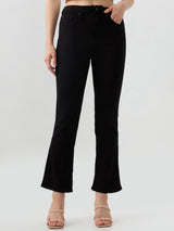 Women Jeans Cut Fit Black High Rise
