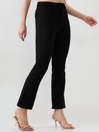 Women Jeans Cut Fit Black High Rise
