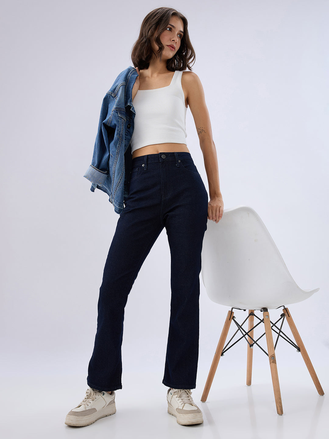 Spykar Raw Blue Boot Cut Fit High Rise Jeans For Women