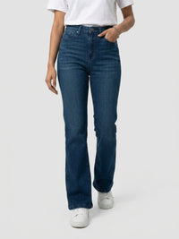 Women Elissa Jeans Boot Cut Fit Dark Blue High Rise