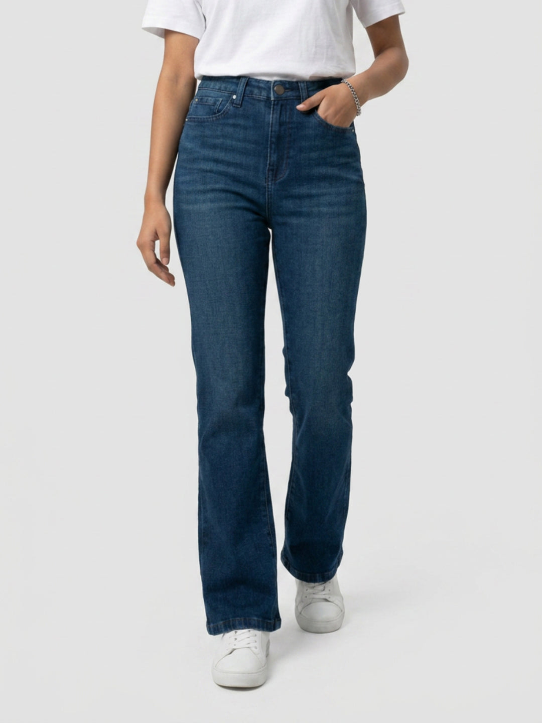 Women Elissa Jeans Boot Cut Fit Dark Blue High Rise