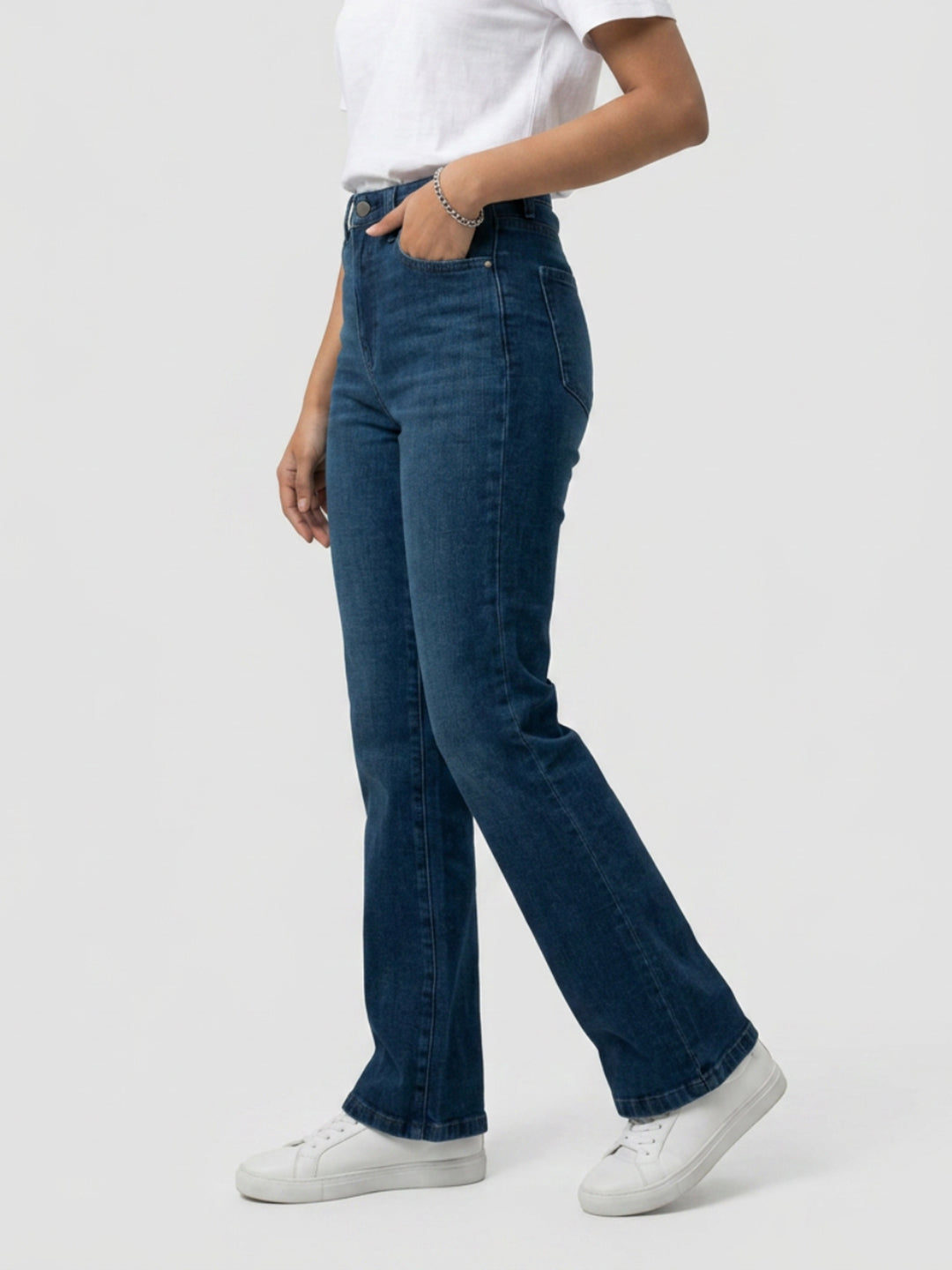 Women Elissa Jeans Boot Cut Fit Dark Blue High Rise