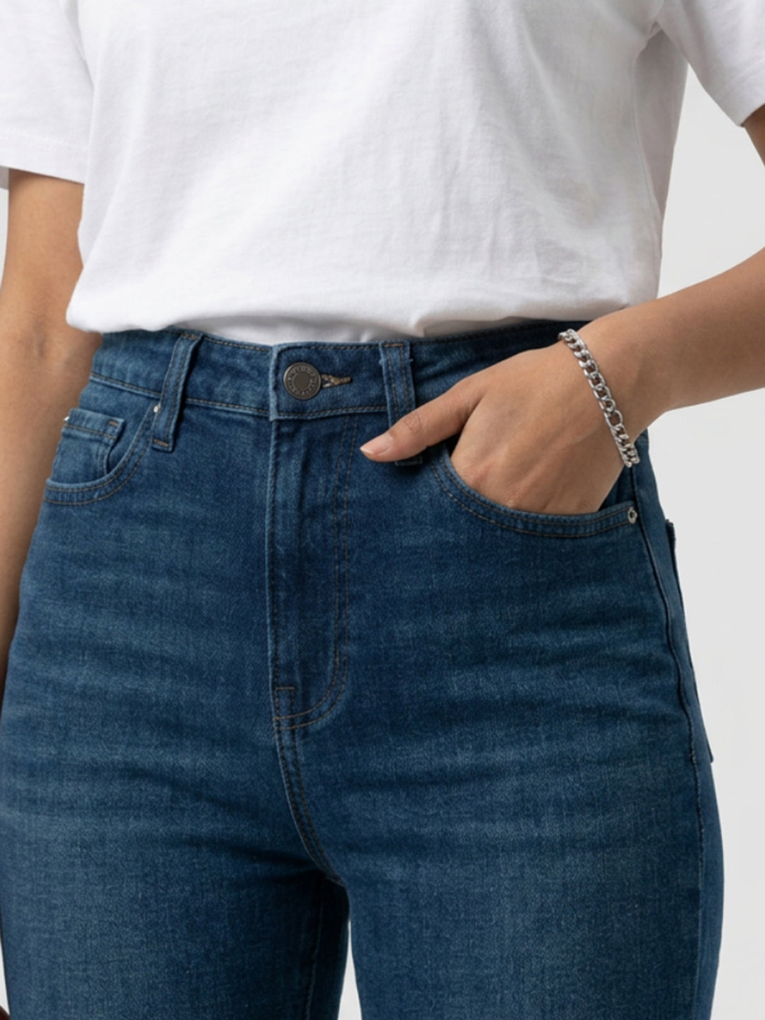 Women Elissa Jeans Boot Cut Fit Dark Blue High Rise