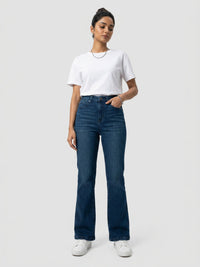 Women Elissa Jeans Boot Cut Fit Dark Blue High Rise