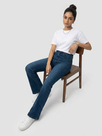 Women Elissa Jeans Boot Cut Fit Dark Blue High Rise
