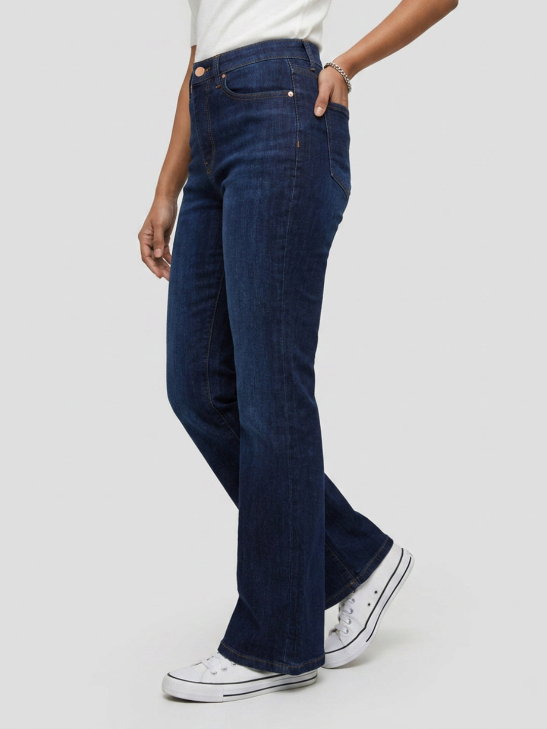 Women Elissa Jeans Boot Cut Fit Dark Blue High Rise