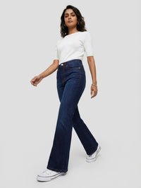 Women Elissa Jeans Boot Cut Fit Dark Blue High Rise