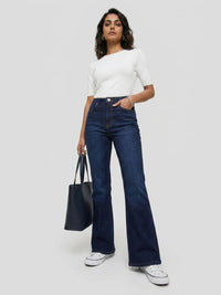 Women Elissa Jeans Boot Cut Fit Dark Blue High Rise