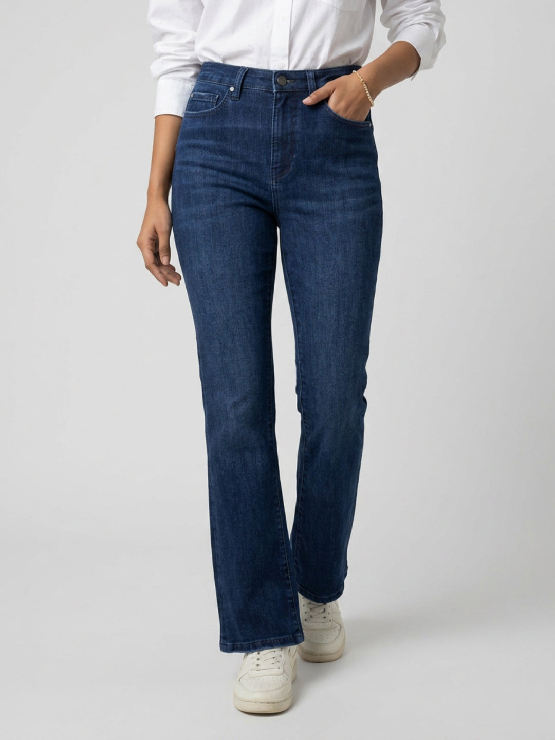 Women Elissa Jeans Boot Cut Fit Dark Blue High Rise