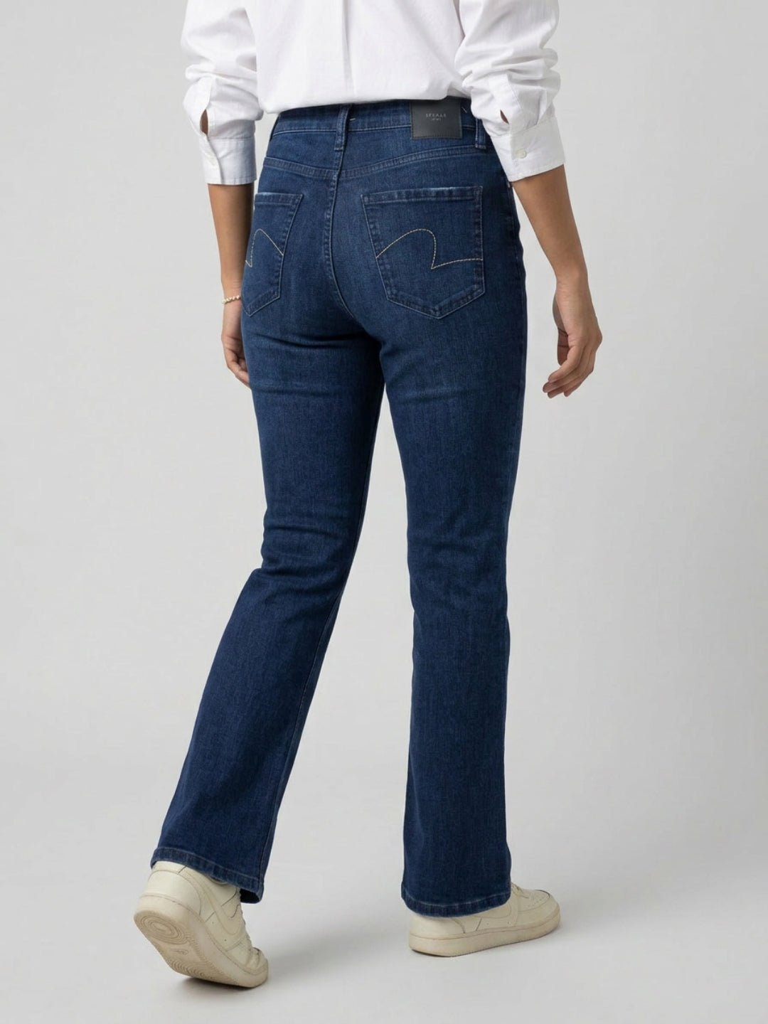 Women Elissa Jeans Boot Cut Fit Dark Blue High Rise