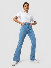 Women Elissa Jeans Boot Cut Fit Light Blue High Rise