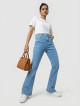 Women Elissa Jeans Boot Cut Fit Light Blue High Rise