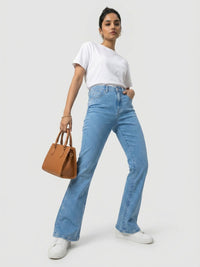 Women Elissa Jeans Boot Cut Fit Light Blue High Rise