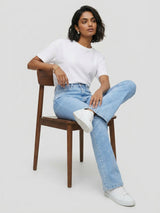Women Elissa Jeans Boot Cut Fit Light Blue High Rise