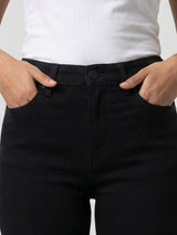 Women Elissa Jeans Boot Cut Fit Jet Black High Rise