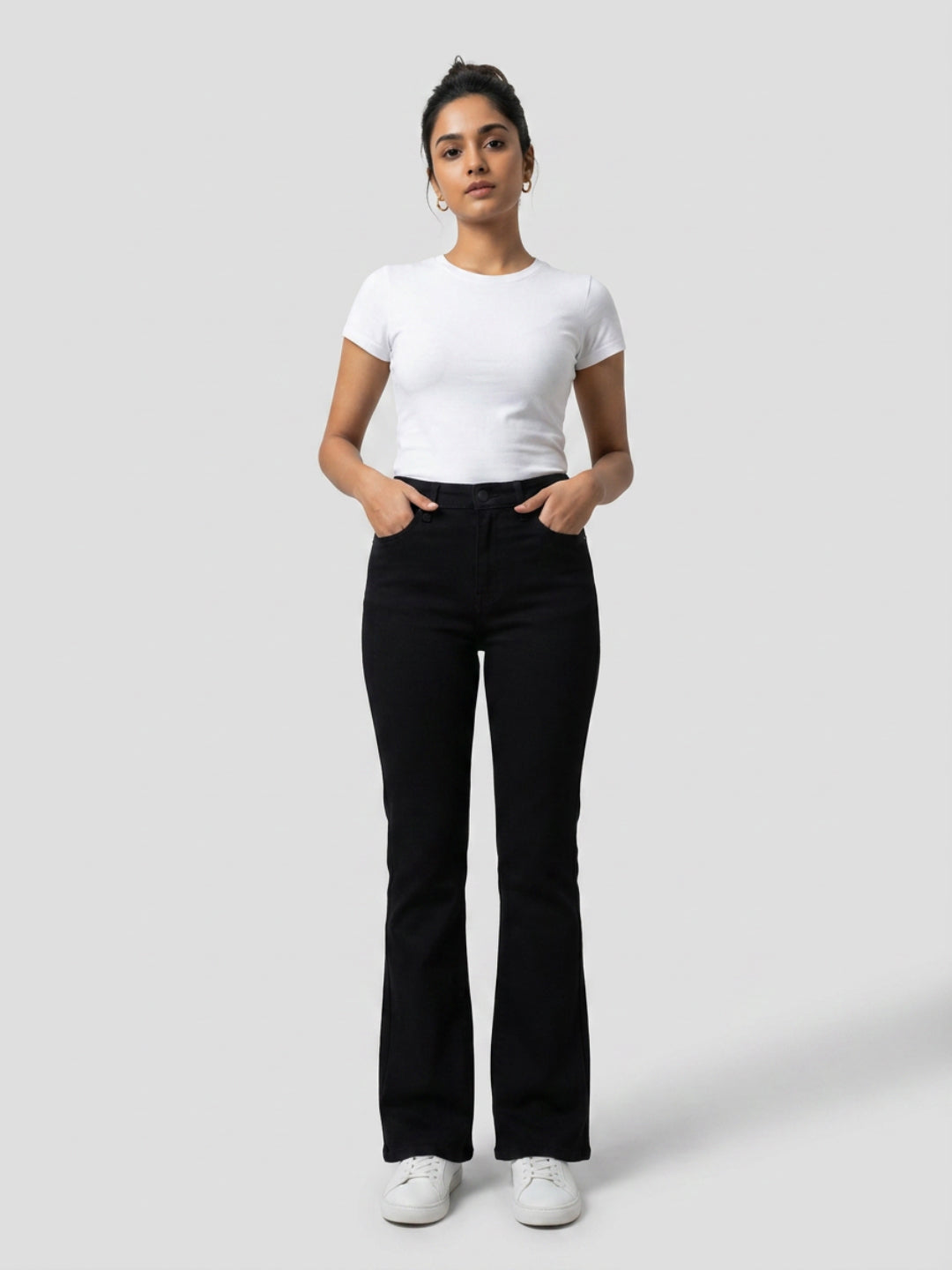 Women Elissa Jeans Boot Cut Fit Jet Black High Rise