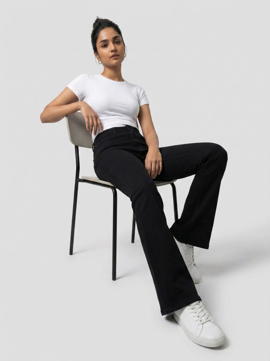 Women Elissa Jeans Boot Cut Fit Jet Black High Rise