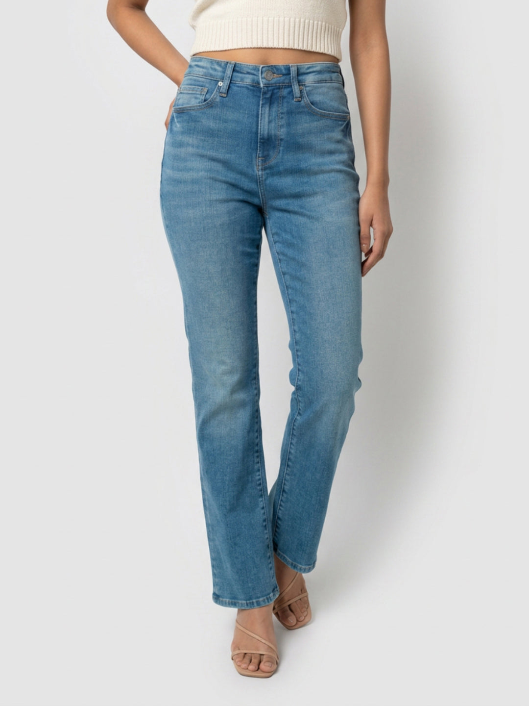 Women Elissa Jeans Boot Cut Fit Vintage Blue High Rise